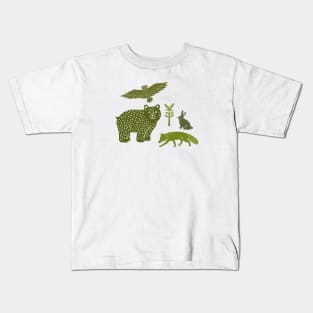 Forest Animals Woodcut Kids T-Shirt